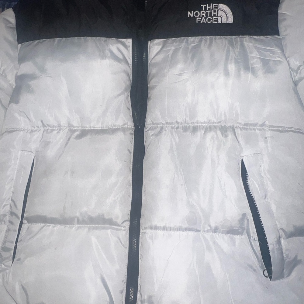 The North Face White & Black Puffer Jacket